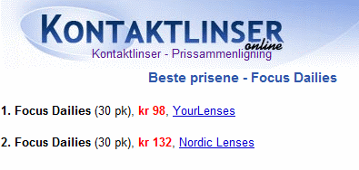 Kontaktlinseronline.no - Google Gadget